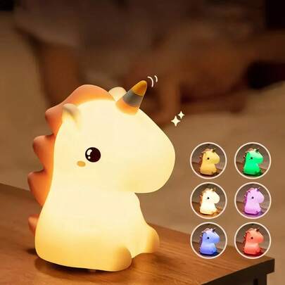 Cute Unicorn LED Night Light, Rechargeable USB Sleep Lamp, Colorful Horn Design, Soft Light Suitable For Bedroom Decor, Indoor Desk Atmosphere Lamp, Perfect For Party, Easter, New Year Gifts, Indoor Lighting | Interesting Design | Touch Control, Unicorn Decor