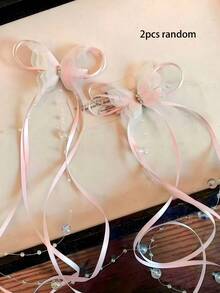 2pcs Pink Mesh Bow Ribbon Hair Clips, Durable And Gentle On Hair, Sweet And Cute Hair Accessories - Suitable For Women And Girls, Daily Wear, Dates, School, Parties And Performances - Multicolor - View 17