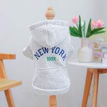 1pc Pet Clothes, Suitable For Cats And Small Dogs, Puppy, Teddy, Chihuahua, Cute Hooded Two-Leg Sweatshirt - Grey - Grey - View 8