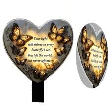 2D Flat Butterfly & Floral Garden Decor Sign, Suitable For Lawn, Cemetery, Flower Bed, Outdoor Decoration - Bronze - View 5