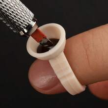 100pcs/Pack Orange Small Unseparated Disposable Silicone Microblading Rings + 14 Pins Gold Single Arch Microblading Blade PCD14 + 1pc Gold 4-Ring Microblading Manual Pen, Elastic & Non-Damaging - Multicolor - View 8