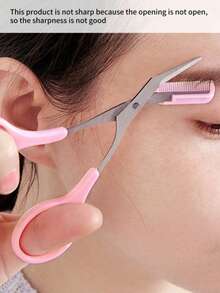 1把升级版男女通用修眉剪，更耐用更锋利，新款男女通用修眉器，精准修眉、美容的完美工具，家居美容配件，迷你梳子剪刀 - 多色 - 查看 3