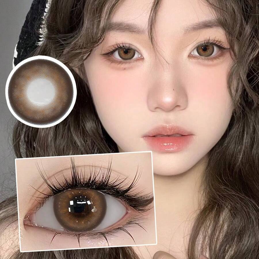 Christmas Contact Lens, Moisturizing Type, Suitable For Christmas/ Halloween / Daily Use, Single-Use For One Year, Can Be Worn Daily, Is A Selected Holiday Gift, A Prop For Creating A Christmas Atmosphere, Suitable For Makeup Parties, Birthdays And Holiday Gifts - 鏽棕色 - 查看 1