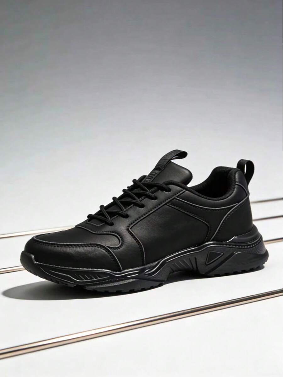 SAILUOPU Women's Casual Thick-Soled Sneakers, Black Soft Upper, Lightweight And Comfortable - Black - View 1