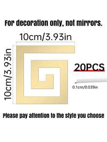 20pcs Adhesive Mirror Sticker Set - Multi-Functional 1.97/3.94 Inch Size, Easily Create Home Decorations, Perfectly Suitable For Living Rooms, Bedrooms, Cabinet Edges And Windows. Wall Stickers, Vinyl Stickers, Home Decorations, Spring Decoration. - Waistline - View 15