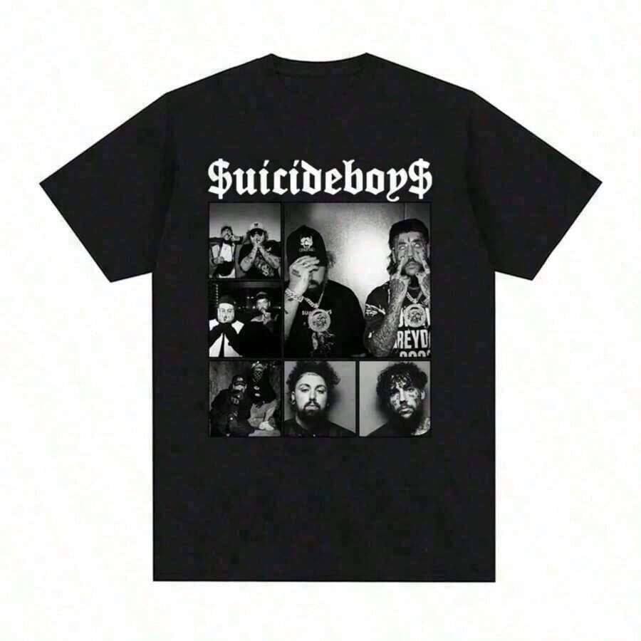 Suicideboy Era Tour Graphics Print T-Shirts For Men Harajuku Hip Hop Rock Style T Shirts Unisex Fashion Oversized Street T Shirt Tee Comfortable Comfortable - Black - View 1