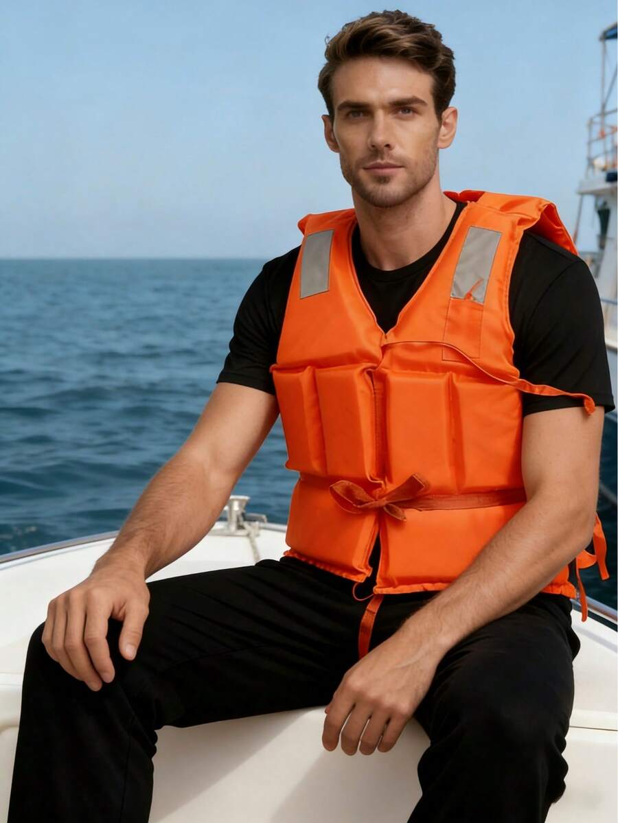 1 件专业加厚分体救生衣，高浮力成人，适用于游泳、钓鱼、划船、防洪、便携式青年救生衣、海滩必备、海滩配件、游泳圈 - 彩色 - 查看 1