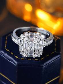 时尚优雅的锆石戒指，女士结婚戒指 - 白色 - 查看 4