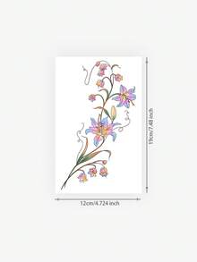 Un autocolant tatuaj temporar, stil Y2K, model colorat cu flori de crin, impermeabil, rezistent la transpirație, lavabil, nereflectorizant, potrivit pentru tatuaje pe braț și umăr, design realist, potrivit pentru persoane fizice, durează 3-5 zile. - Multicolor - Vizualizare 5