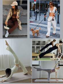 High Waisted Flared Yoga Pants 3-Pack - Breathable Booty Lifting Trousers With Side Pockets For Spring Walks, Summer Evening Strolls & Vacation Getaways | #SummerOutfitsForWomen #SpringOutfits #TravelEssentials - 3 chiếc màu đen, xám và đỏ - Xem 7