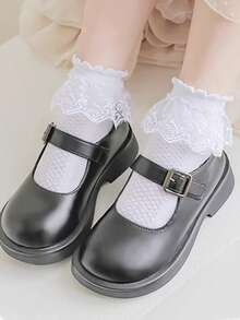 1 đôi tất trẻ em mùa xuân/hè, 1-16 tuổi, tất lưới ren thoáng khí dễ thương kiểu công chúa, màu trắng tinh khiết dành cho bé gái. - trắng - Xem 3