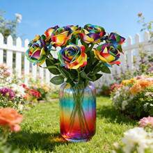 10 Stücke/Set 19.6 Inch bunte künstliche Rosen, Hochzeitsdekoration Fake Rosen, Valentinstag Raumdekoration realistische Rosenstrauß, Langstiel lebensechte Rosenblumen, Heim- und Bürodekoration Blumenmittelpunkt - Verschiedenfarbig - Übersicht 4