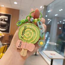 Single Cute Resin Lollipop Keychain Pendant - Realistic Lollipop Shape With Round Ring, Hang On Bag, Backpack, Car Keys - Resin Candycessory (Valentine's Day Gift) - màu xanh lá - Xem 6