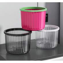 Corbeille de bureau minimaliste et créative, panier à papier sans couvercle avec anneau de pression pour la maison, pratique pour la cuisine, la salle de bain, le salon, le bureau et de multiples scénarios, poubelle de couleur transparente, design de luxe très attrayant, corbeille de bureau avec anneau de pression, grande ouverture et grande capacité, répond aux besoins quotidiens, multifonction, options de couleurs multiples. - Multiple - Voir 2