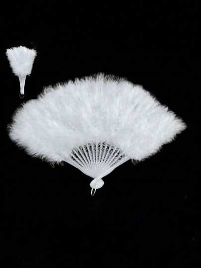 公主角色扮演道具，优雅纯白羽毛折扇，女性摄影道具，高端艺术品，角色扮演配件，摄影道具。