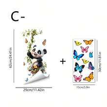 1/4pcsCute Animal And Floral Window Stickers, Reusable PVC Electrostatic Adsorption, Featuring Rabbits And Pandas Holding Vines And Flower Baskets, Suitable For Shop Windows, Living Rooms, And Home Decor. - Animal Window Stickers - View 16