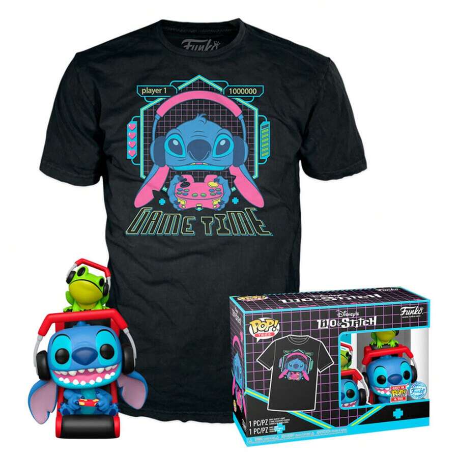 Funko POP Disney Lilo & Stitch Figure - POP & Tee Gamer Stitch With Frog Set - 9cm Collectible Vinyl Figure - Game Time Design - Officially Licensed Product - Gift For Fans And Collectors - Nhiều màu - Xem 1