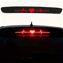 High-Mount Brake Light Sticker, Heart-Shaped Heartbeat Pattern, ECG Taillight Sticker, 3D Carbon Fiber Matte Texture, Adding Prominent Safety Marks To Your Car - A - View 3