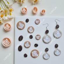 咖啡豆饰品制作套装、咖啡拿铁拉花软陶耳环切割器、食品饮料系列饰品制作软陶切割器 - 米色 - 查看 2