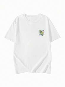Made In Japan, Spring/Summer Cotton, Round Neck, Loose Fit, Versatile, Simple, English Print Short-Sleeve T-Shirt - White - View 3