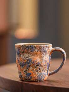 1pc 280ml Ceramic Cup, Hanging Ear Coffee Cup, Soda Cup, Cold Drink Cup, Breakfast Milk Cup, Oatmeal Cup, Flower Tea Cup, Latte Art Coffee Cup, Espresso Cup, Office Water Cup, Creative Crackle Glaze Ceramic Mug, Beverage Cup, Coffee Cup - Multicolor - View 14