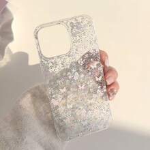 Kavenfort 1件装透明紫色蝴蝶蓝花紫色清新小蝴蝶手机壳，适用于苹果16 Pro Max、17、14、13，闪亮亮片，女性化、梦幻、原创、少女、简约、ins风 - 彩色 - 查看 7