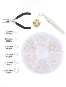1 Box Multi-Size DIY Jewelry Earring Accessories - 4/5/6/7/8/10mm Single Loop Rings, Jewelry Making Tools Pliers, Jump Rings, Iron Rings, Decorative Rings, Open Rings, Earring Chains, Material Box Set, For Jewelry Making, Jump Rings - 6 Types Of Jump Ring Set - View 33