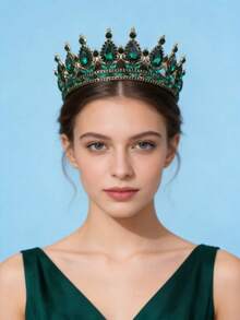 1pc Elegant Queen Crown Rhinestone Romantic Headwear Bridal Wedding Accessories Crown - Multicolor - View 3