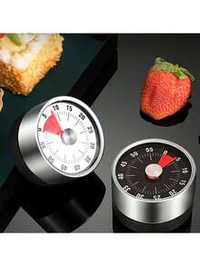 1pc Stainless Steel Magnetic Mechanical Kitchen Timer, Alarm Bell Countdown, Magnetic Back, Suitable For Cooking, Baking, Frying, Steaming, Applicable For Home Kitchen, Office, Study, Meeting, Workout, Reading And More, Mechanical Alarm Timer, Kitchen Essentials And Home Necessities - Multicolor - View 4