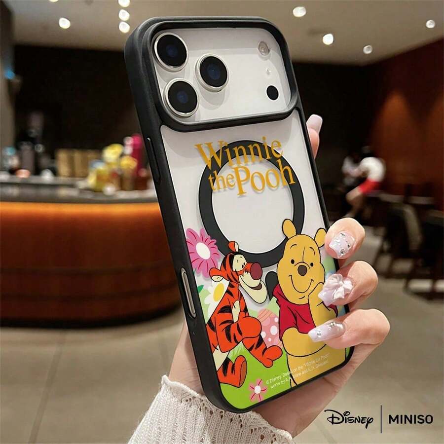 Miniso 迪士尼小熊维尼和跳跳虎手机壳，透明磁吸防震，适用于iPhone 17 Pro Max/17 Pro/17 Air/17/16/15/14/13/12/11/X/XS Pro/Pro Max系列，iPhone 17 Pro Max手机壳，iPhone 17 Pro手机壳，iPhone 17手机壳，圣诞礼物，送给女朋友的好选择 - 黑色 - 查看 1