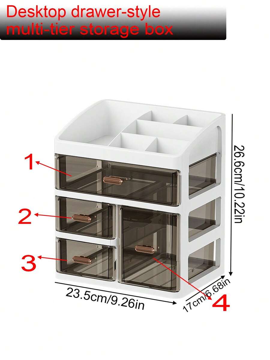 1个桌面抽屉式多层收纳盒，化妆品和护肤品收纳盒，桌面文具和书架 - 彩色 - 查看 1