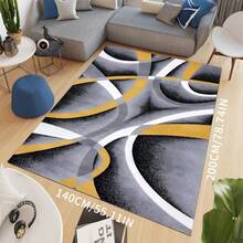 1pc Modern Geometric Area Rug, Black And Red Fashionable Home Decor Carpet, Abstract Art Pattern Floor Mat, Living Room Bedroom Rug, Entryway Doormat Christmas Decor Kitchen Rug - Multicolor - View 8