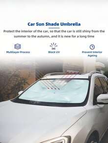 Foldable Car Sun Shade, Front Windshield Sunshade, Easy Storage, Heat Insulation, Suitable For Frequent Drivers And Taxi Drivers, Effective Sun Blocking, Fits Various Car Models, Essential Car Accessory - Multicolor - View 9