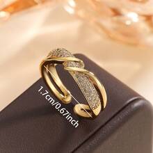 1pc (High Quality) Elegant Double-Layer Twisted Ring, Minimalist Chic Line Design Open Ring, Suitable For Women's Daily And Party Wear - Silver - View 8