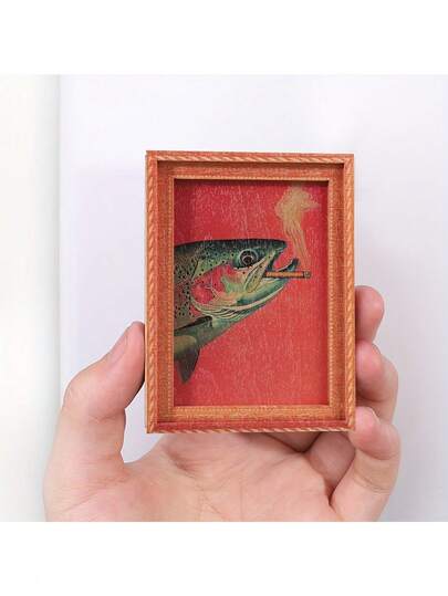 1个迷你相框造型冰箱贴，可爱彩虹鳟鱼图案，装饰摆件，节日礼物