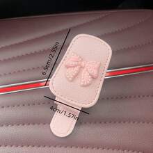 Parasol de coche, clip para gafas, pajarita, interior rosa lindo, estantería de almacenamiento de gafas de moda, colgante de coche. Organizador de parasol de coche, solución de almacenamiento de vehículos, accesorios de coche de moda, clip decorativo, clip, soporte de , organizador de coche, soporte para gafas, propietario de coche, conductor de moda, atención consumidores. - Arco de perla - Ver 3