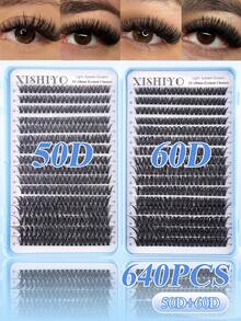 640/544pcs CC Thick Segmented False Eyelash Clusters, 30D+40D/50D+60D/80D+100D Mixed Thick Black Natural Fluffy Individual Lashes, DIY At Home, Thick Type, Easy For Beginners To Wear, Long-Lasting Fashionable, Comfortable Wear, Suitable For Party, Gathering, Travel And Various Occasions, Length 12-18mm Mixed - DD - View 11