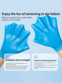 Silicone Hand Paddles Swimming Equipment, Adult Training Learning Swimming Freestyle Diving Hand Gloves - Multicolor - View 8
