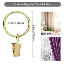 10/30/50pcs Curtain Clips, Curtain Rings, Curtain Clamps, Hanging Rings, Curtain Eyelets, 1.26 Inch Inner Diameter, Suitable For 1 Inch Curtain Rods, Gold, Silver, Silver - Multicolor - View 3