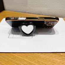 电镀防摔手机壳+心形镜面支架+全套手机壳，兼容苹果手机，适用于苹果17/16/15/11/12/13/14/16 Pro Max/17 Pro Max、S26U/S26/S22/23/24+、A04/A05/A14/A15/A24/A25/A34/A54S、13C/Note 14 Pro Plus+ - 黑色 - 查看 4