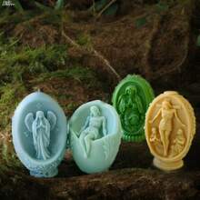 1pc Egg-Shaped Human Figure Aroma Candle Silicone Mold, Easter Jesus Egg, Virgin Mary Egg, Fragrance Stone Plaster Silicone Mold - White - View 8