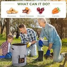 Paquete de 2 bolsas de cultivo de papas con solapa macetas de jardín de 30 galones con asas bolsa de siembra con ventana de cosecha para patata tomate verduras y frutas - Gris principal gris - Ver 5