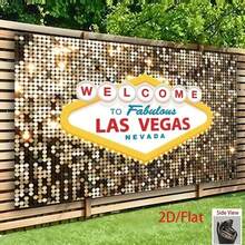 1pc Fabulous Las Vegas Welcome Sign Backdrop  2D/Flat Polyester Party With Glittery WELCOME To Fabulous Las Vegas Design Weddings, Birthdays, Bar & Cafe Decor, No Electricity Needed, Las Vegas Pa - 多色 - 查看 7