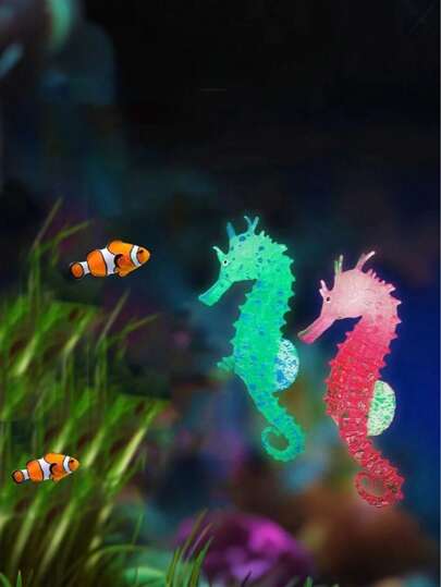 1pc Simulated Seahorse Aquarium Decoration, Aquarium Decoration With Light Effect, Artificial Silicone Seahorse - Floating Aquarium Decoration, Aquarium Landscape Decoration, Household Aquarium Accessories, Aquarium Decoration, Realistic Night-Lighting Seahorse For Aquarium, Fluorescent Realistic Silicone Seahorse Landscape Decoration For Aquarium, Aquarium Viewing Decorative Landscape, Suitable For Aquarium Decoration, Suitable For Small And Large Aquarium Decoration Accessories
