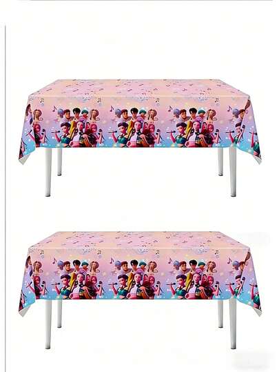 新款韩式卡通主题生日派对一次性桌布套装，时尚卡通派对用品，适合女孩生日庆祝活动