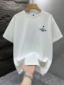 Men's Fashionable Printed Loose Fit T-Shirt For Christmas | Exquisite Design | Summer Essential | Easy To Match, Highlights Your Style. Popular Item. - White - View 3