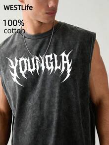 Men's Distressed Washed T-Shirt | Summer Men's Street Style Retro Graphic T-Shirt | YLA Gothic Style Print | Niche Fashion Men's Clothing Y2k Clothing | Unisex - 黑色 - 查看 2
