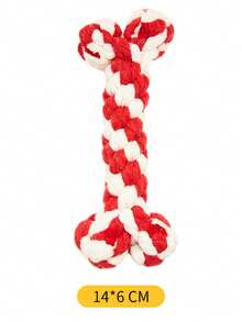 1个骨头形状棉绳狗玩具，宠物耐咬耐用编织棉绳玩具，宠物磨牙玩具 - 彩色 - 查看 4
