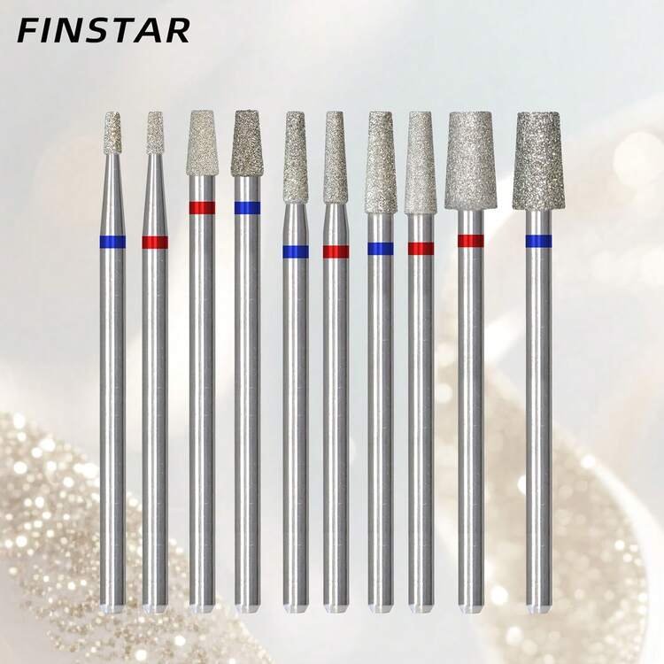 3/32英寸锥形金刚石钻头套装 - 多尺寸美甲清洁钻头套装，适用于电动指甲锉、专业俄式电动指甲锉配件 - 彩色 - 查看 2