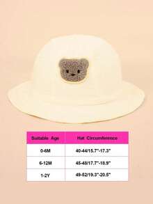 1pc Cute Bear Patch Baby Bucket Hat, Lightweight Breathable Adjustable Chin Strap Infant Bucket Hat - 1PC - View 8